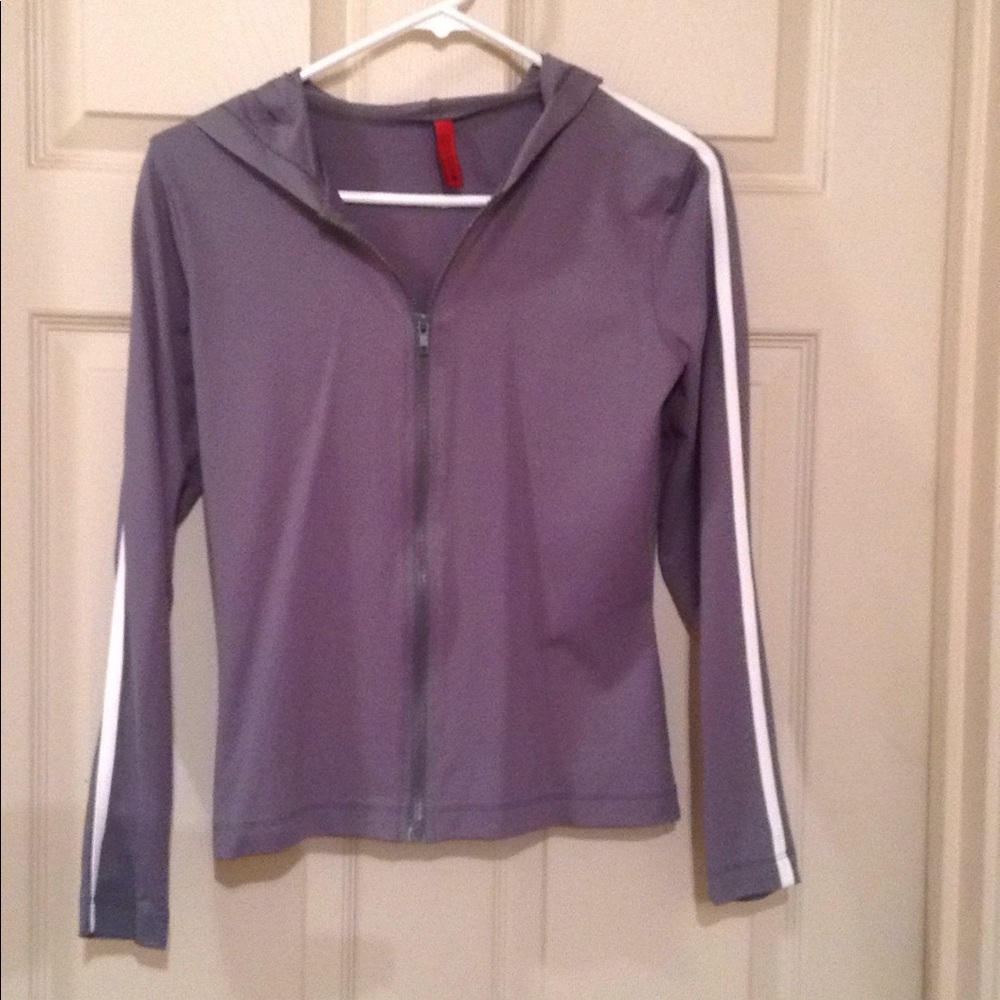 Gray and White Active Wear Hoodie.